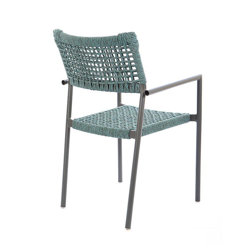 Aluminum Sun Chair Gray Color Nautical Rope Mixed Color Green