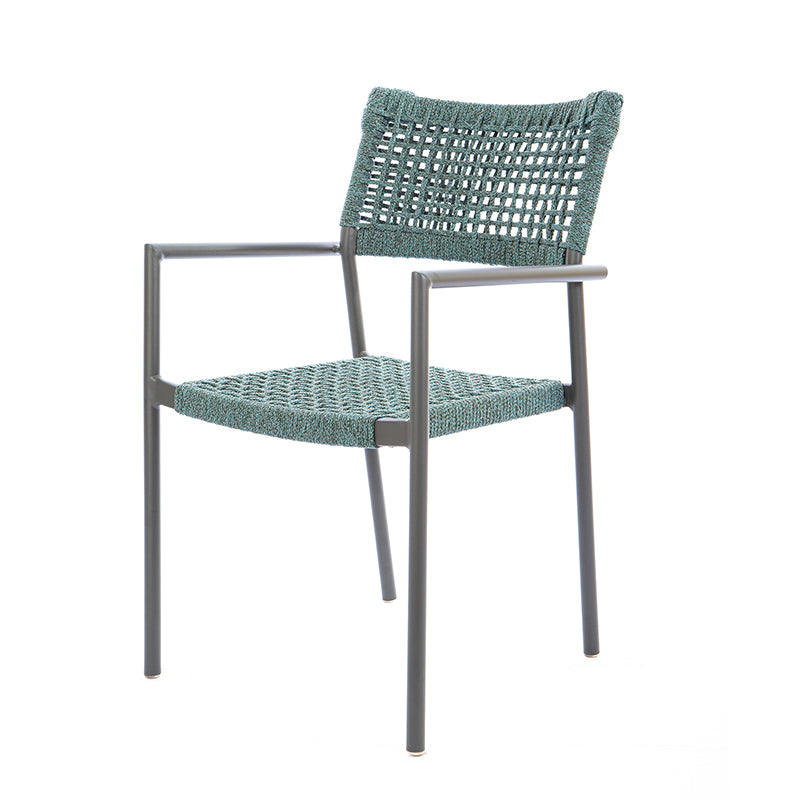Aluminum Sun Chair Gray Color Nautical Rope Mixed Color Green
