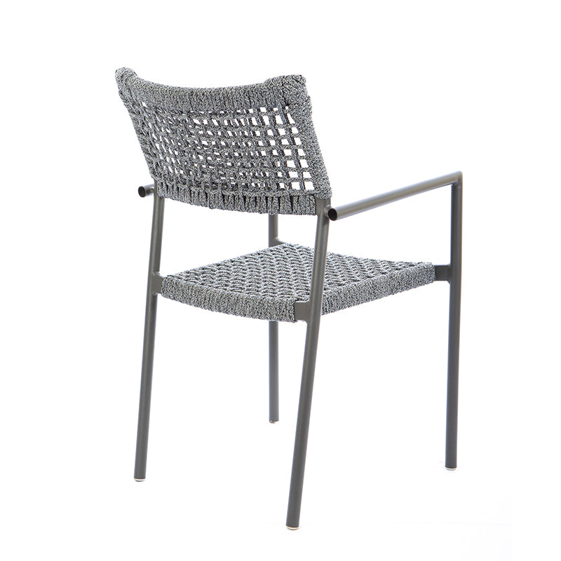 Aluminum Sun Chair Gray Color Nautical Rope Mixed Color Black