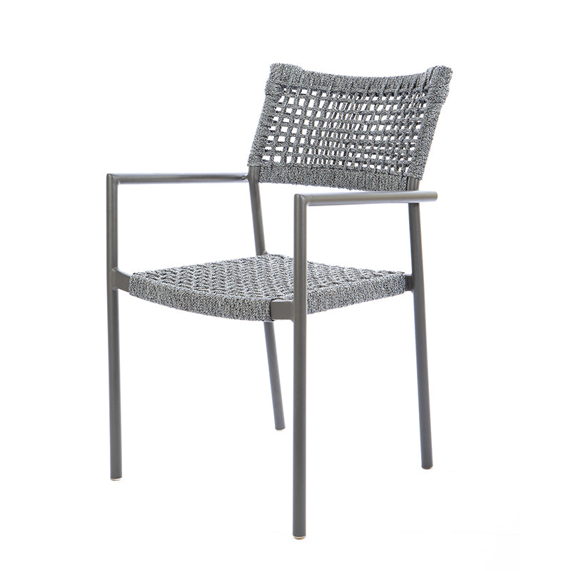 Aluminum Sun Chair Gray Color Nautical Rope Mixed Color Black