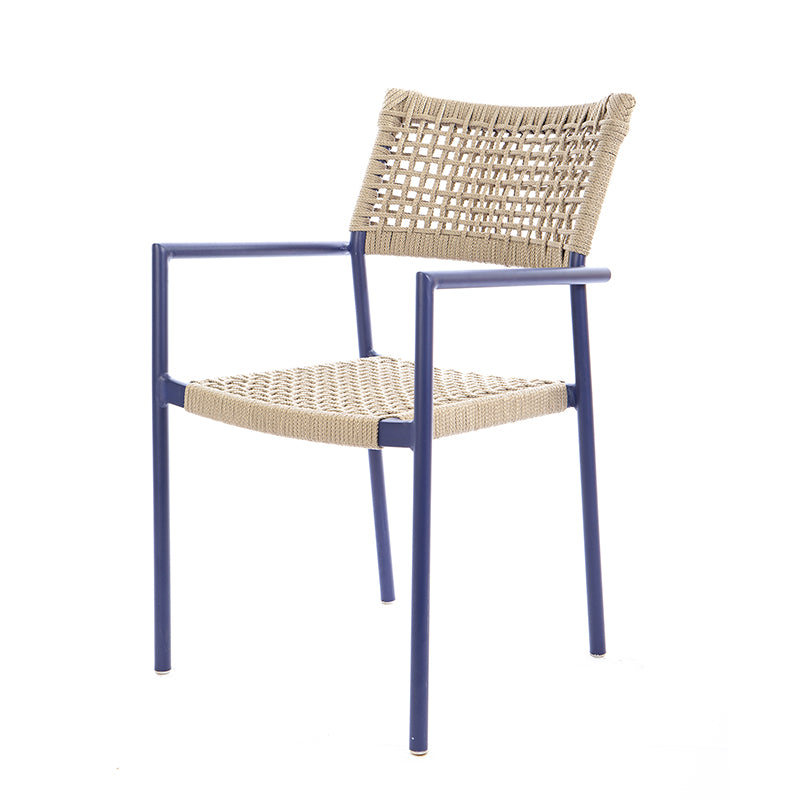Aluminum Sun Chair Blue Color Nautical Rope Sand Color