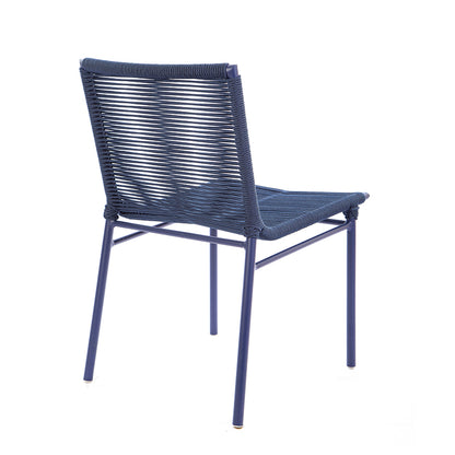 Cadeira Italia Alumínio Cor Azul Corda Náutica Cor Azul
