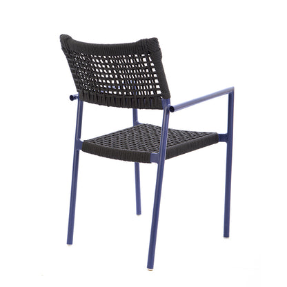 Cadeira Sol Alumínio Cor Azul Corda Náutica Cor Preto