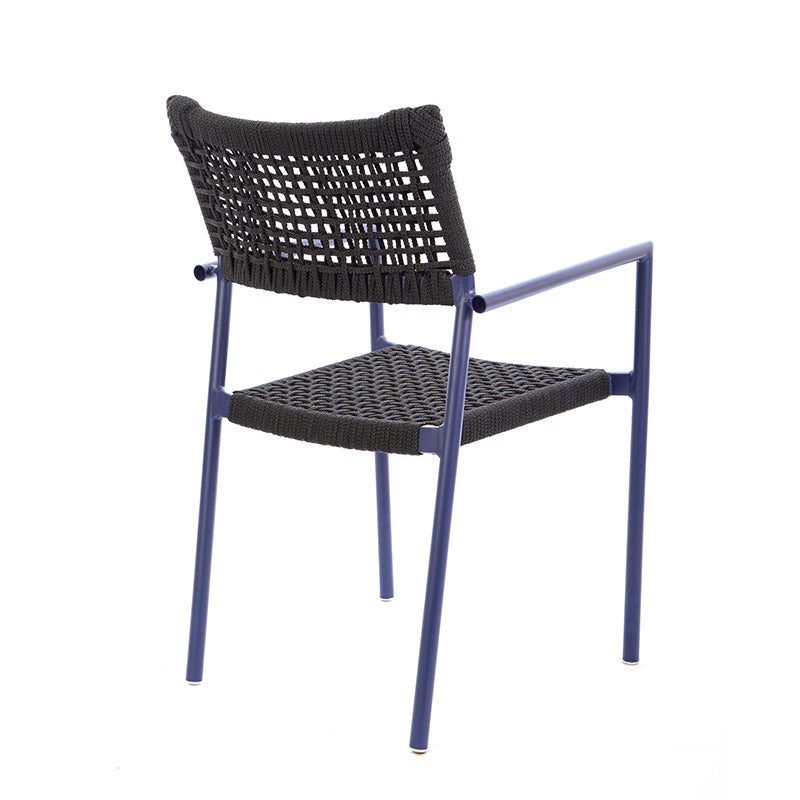 Aluminum Sun Chair Blue Color Nautical Rope Black Color