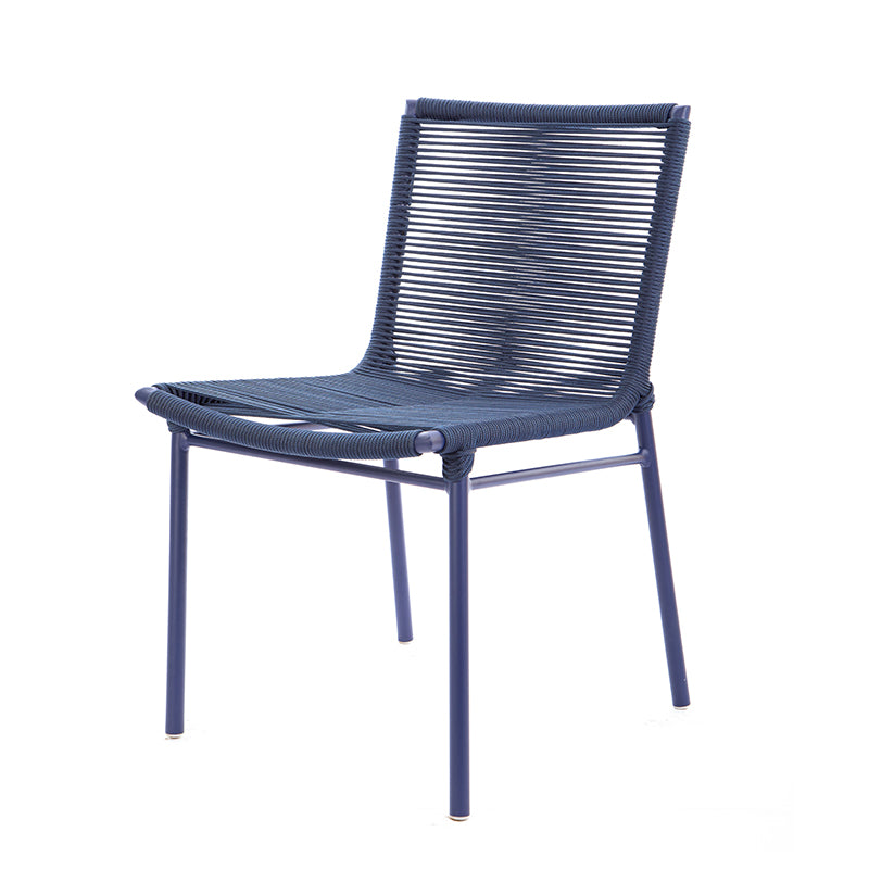 Cadeira Italia Alumínio Cor Azul Corda Náutica Cor Azul