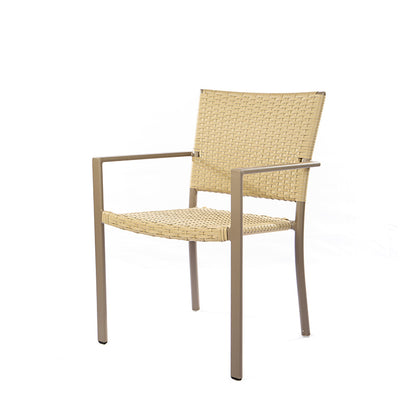 Cadeira Star com Braço em Alumínio Cor Fendi com Fibra Sintética Cor Camurça