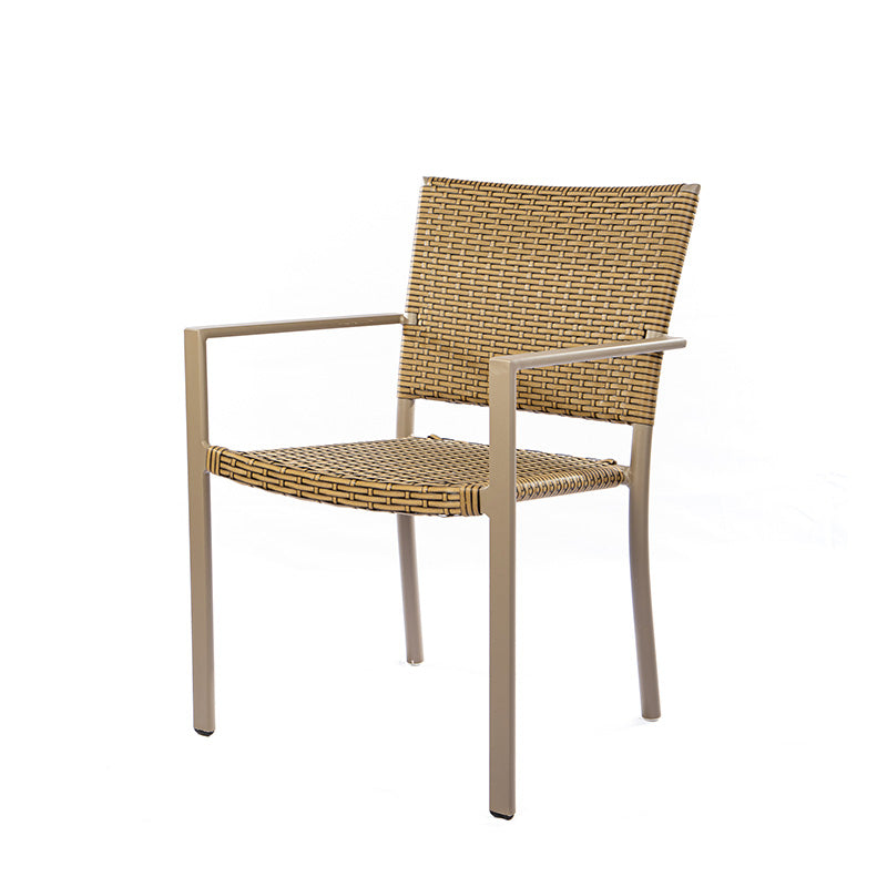 Cadeira Star com Braço em Alumínio Cor Fendi com Fibra Sintética Cor Sépia