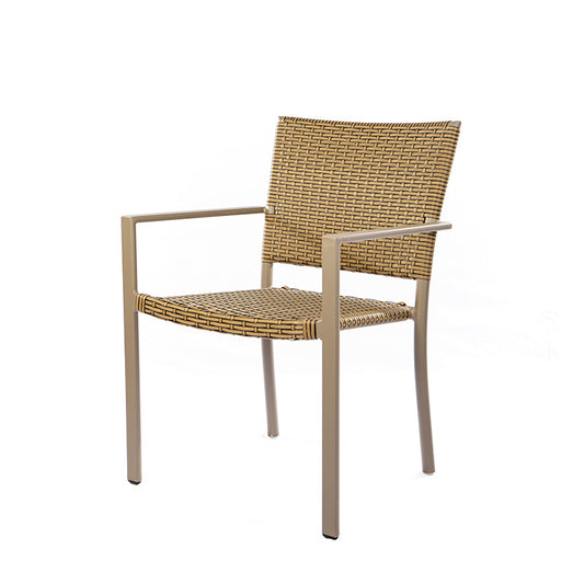 Cadeira Star com Braço em Alumínio Cor Fendi com Fibra Sintética Cor Sépia