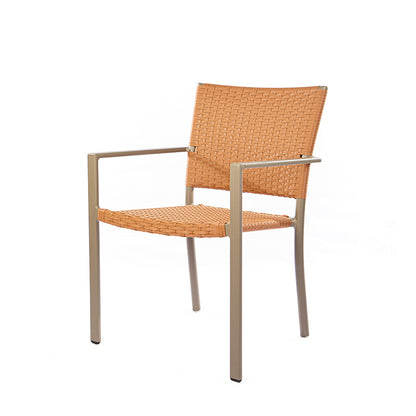 Cadeira Star com Braço em Alumínio Cor Fendi com Fibra Sintética Cor Goiaba