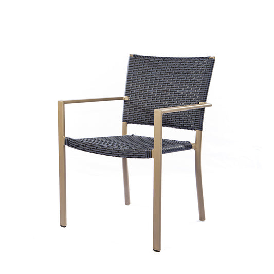 Cadeira Star com Braço em Alumínio Cor Fendi com Fibra Sintética Azul