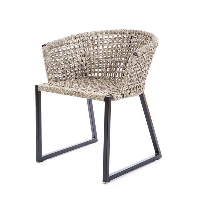 Gold Aluminum Chair Black Color Nautical Rope Mixed Color Brown