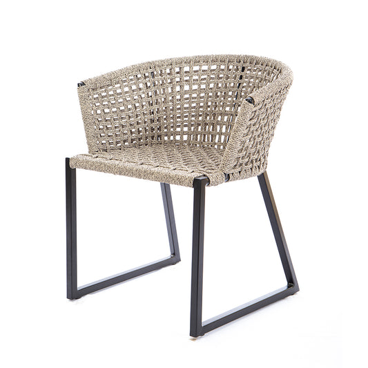 Gold Aluminum Chair Black Color Nautical Rope Mixed Color Brown