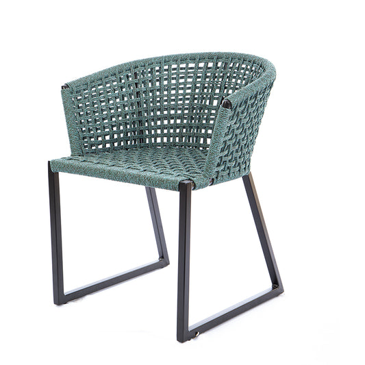 Gold Aluminum Chair Black Color Nautical Rope Mixed Color Green