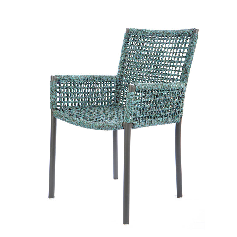 Silla Premium Aluminio Color Gris Cuerda Náutica Color Mixto Verde