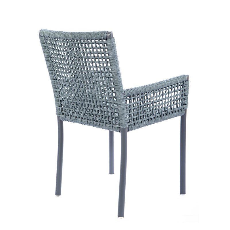 Cadeira Premium Alumínio Cor Cinza Corda Náutica Cor Azul Acinzentado