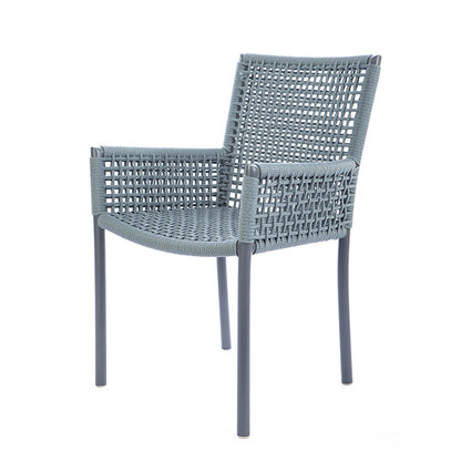 Cadeira Premium Alumínio Cor Cinza Corda Náutica Cor Azul Acinzentado