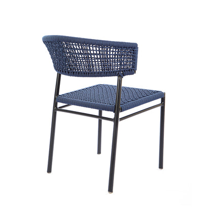 Cadeira Elegance Alumínio Cor Preto Corda Náutica Cor Azul
