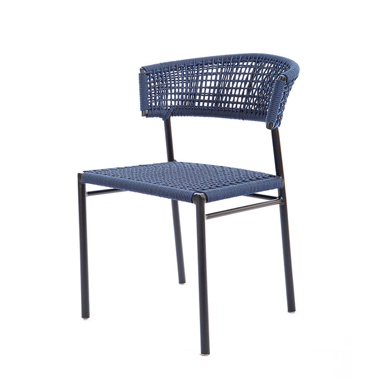 Silla Elegance Aluminio Negro Cuerda Náutica Azul