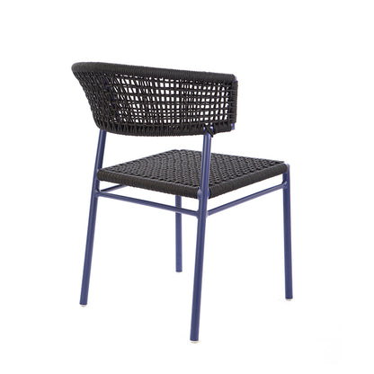 Cadeira Elegance Alumínio Cor Azul Corda Náutica Cor Preto