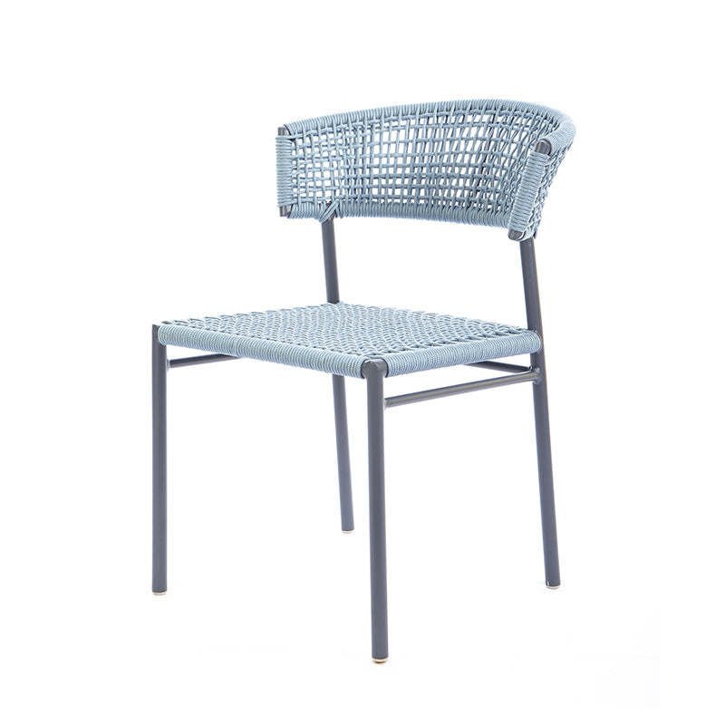 Cadeira Elegance Alumínio Cor Azul Claro Corda Náutica Cor Azul Claro
