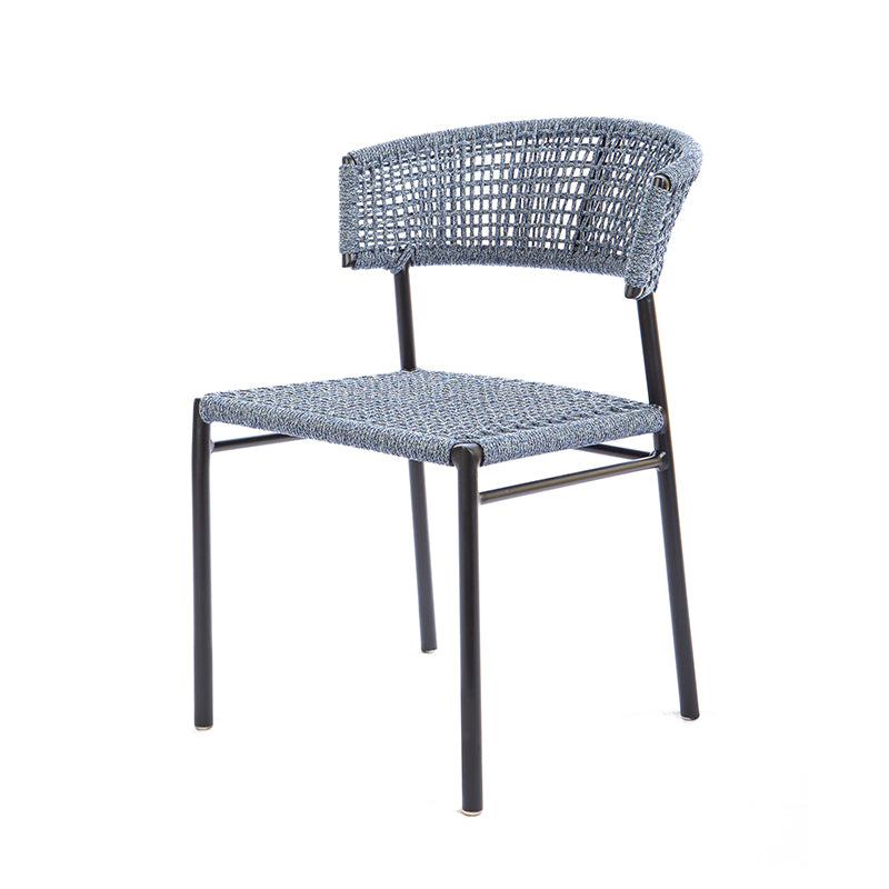 Silla Elegance Aluminio Color Negro Cuerda Náutica Color Mixto Azul