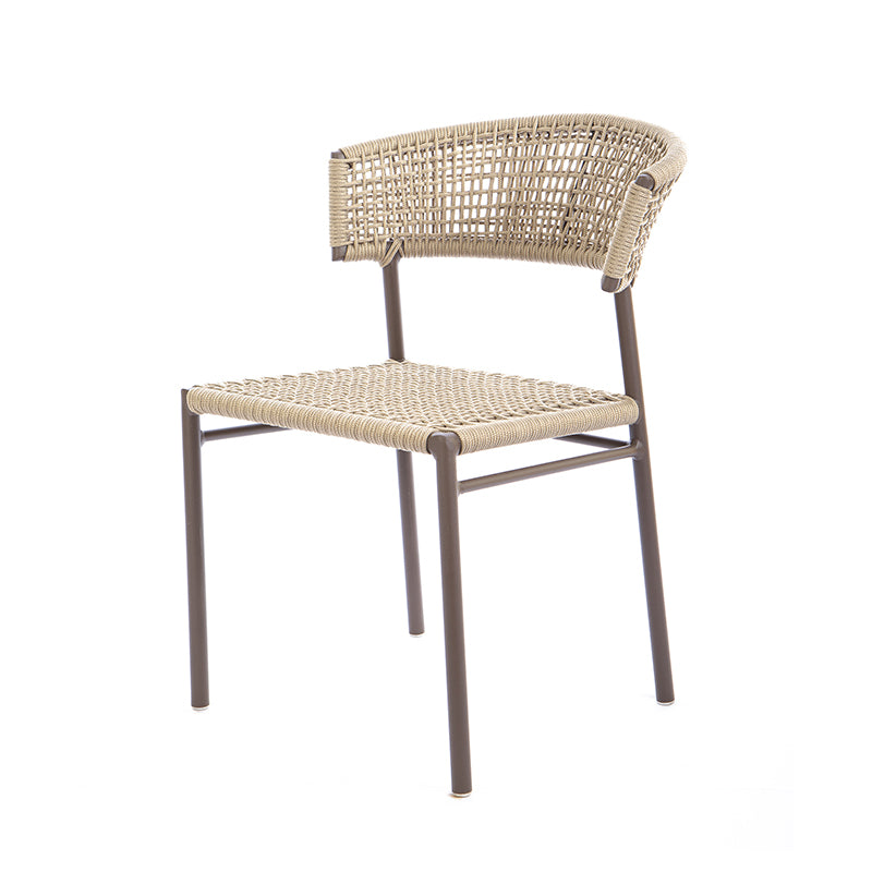 Cadeira Elegance Alumínio Cor Marrom Corda Náutica Cor Areia