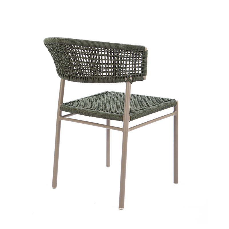 Cadeira Elegance Alumínio Cor Bege Corda Náutica Cor Verde Musgo