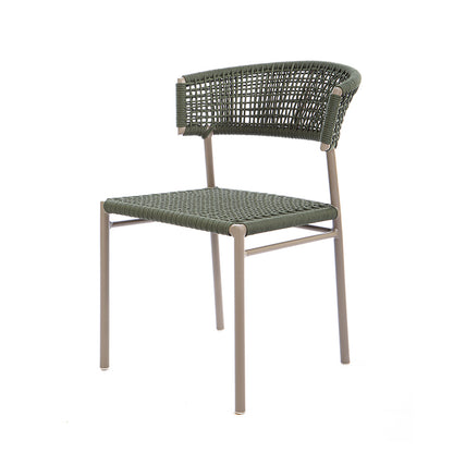 Cadeira Elegance Alumínio Cor Bege Corda Náutica Cor Verde Musgo