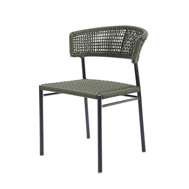 Silla Elegance Aluminio Cuerda Náutica Negra Color Verde Musgo