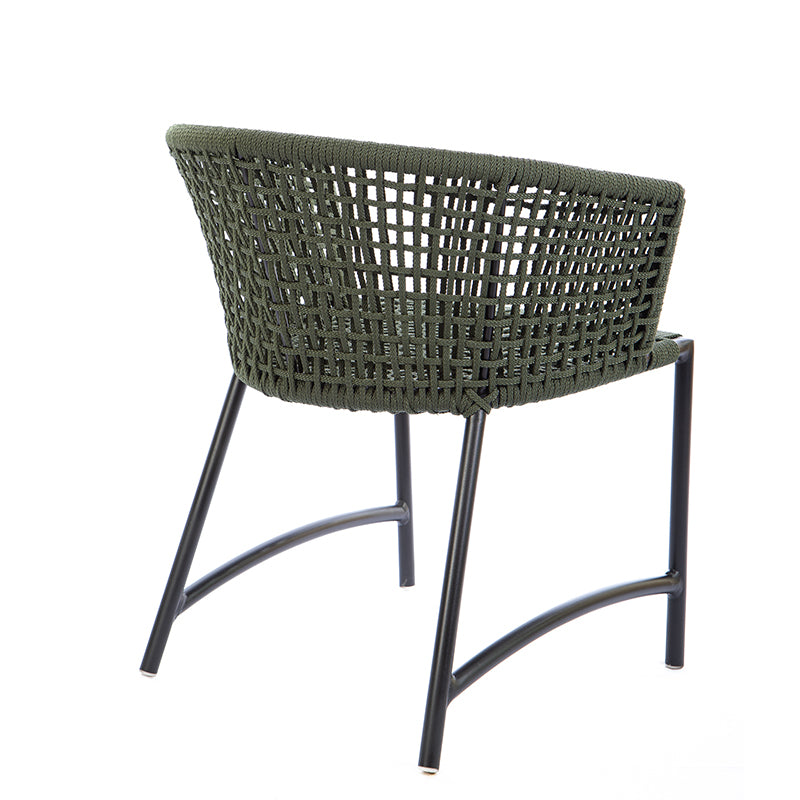 Silla Confort Aluminio Color Negro Cuerda Náutica Color Verde Musgo
