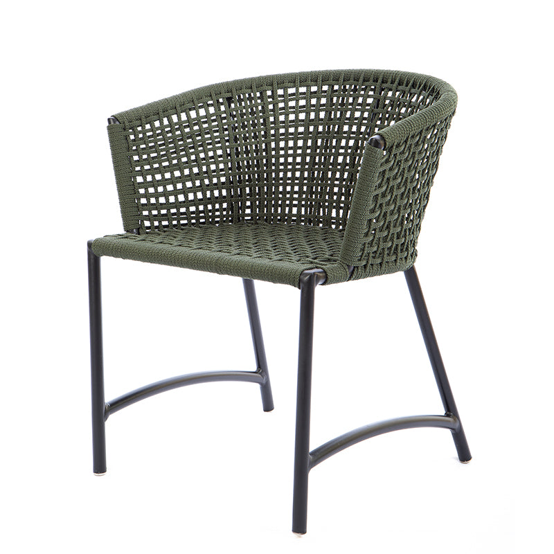 Silla Confort Aluminio Color Negro Cuerda Náutica Color Verde Musgo