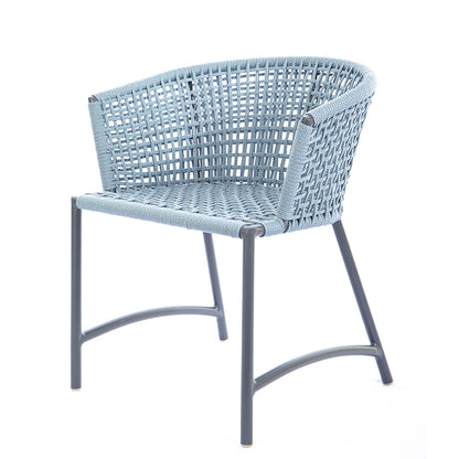 Cadeira Comfort Alumínio Cor Cinza Corda Náutica Cor Azul Claro