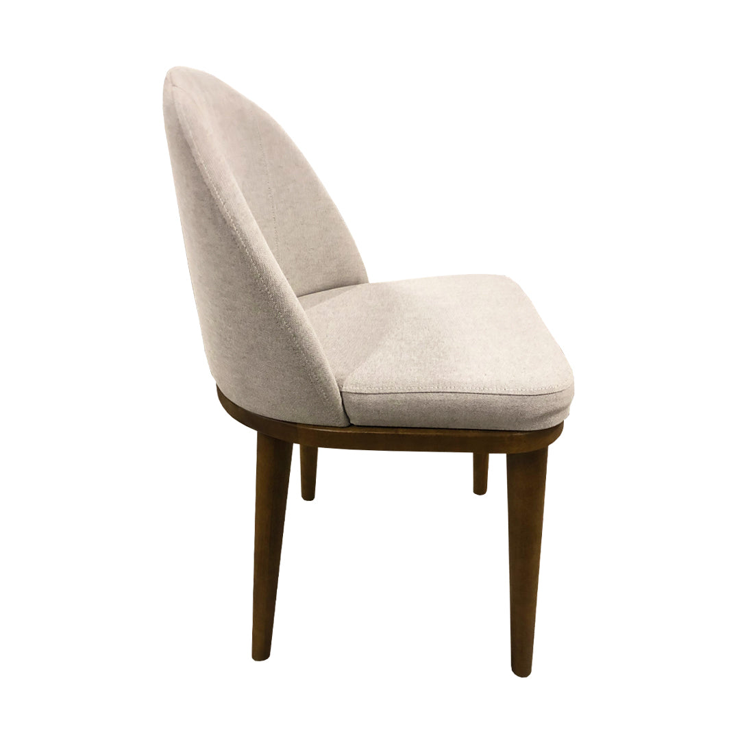 Silla Polara Madera Asiento Tapizado Lino Gris