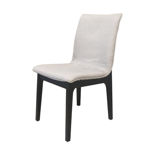 Donna Chair with Black Wood and Gray Linen Upholstered Seat