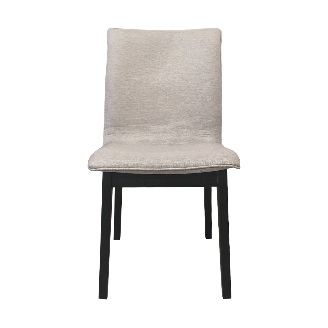 Silla Donna Asiento tapizado en lino gris madera negra