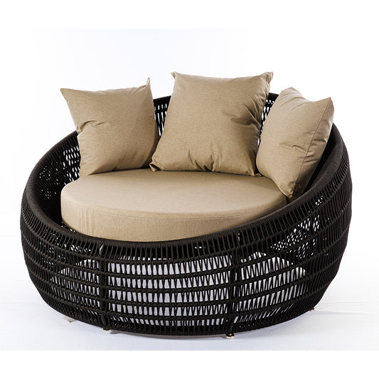 Sillón Chaise Júbilo tapizado en Aluminio Negro y Cuerda Náutica en Negro