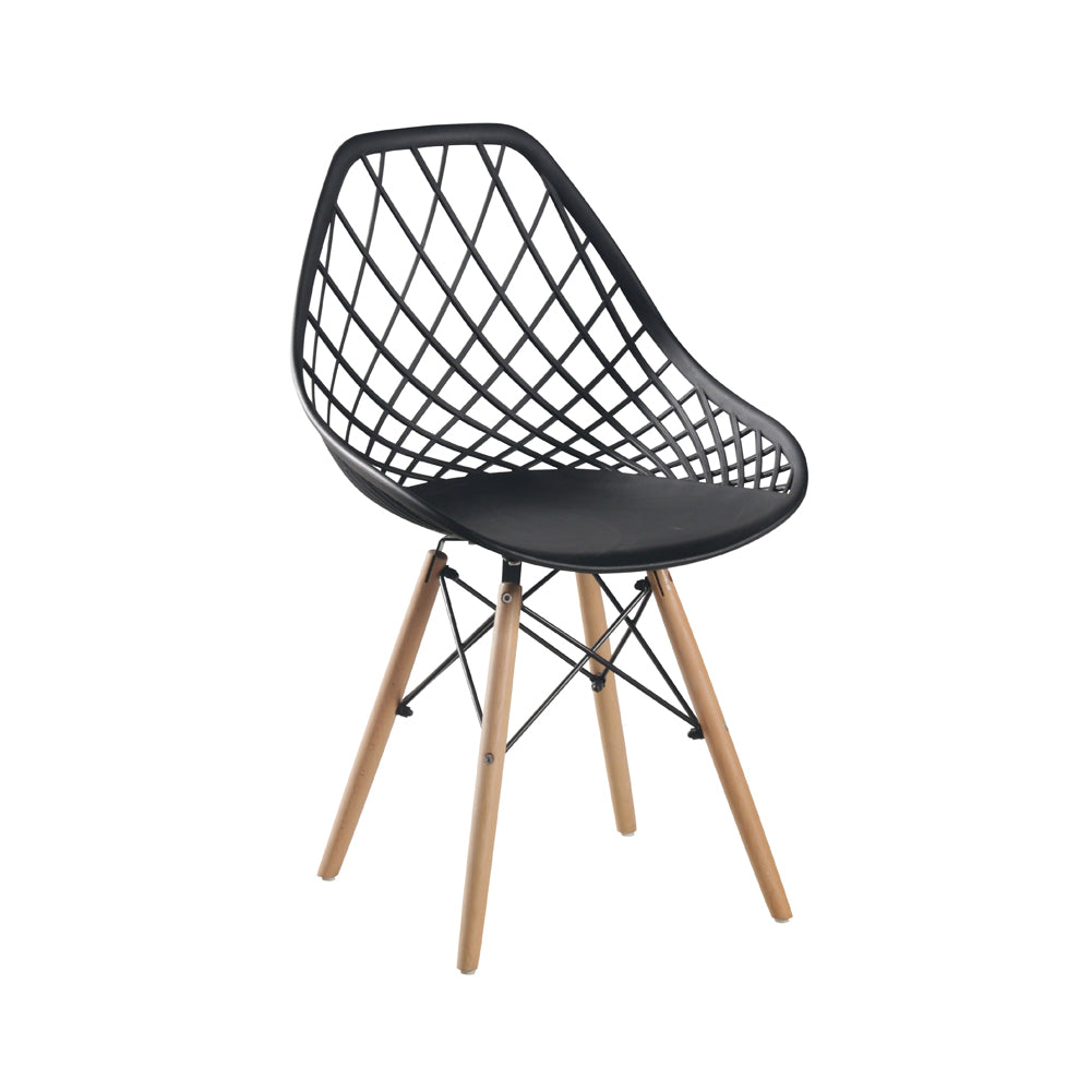 Silla Cloe negra con base de madera