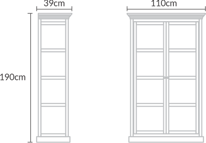 Cristaleira 2 Portas Madeira com Vidro Lateral Range 1,10x0,39x1,90m