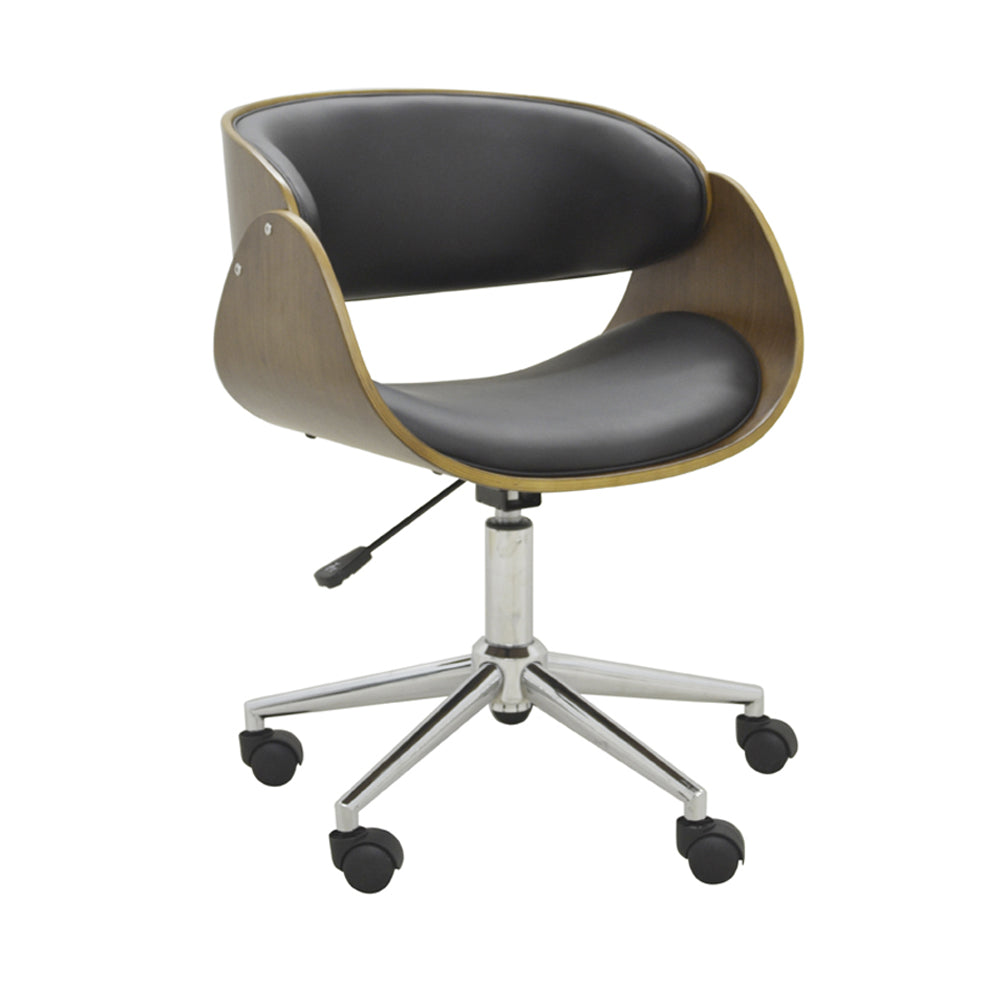 Silla de oficina Deise Castor negra con madera