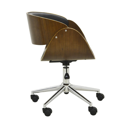 Silla de oficina Deise Castor negra con madera