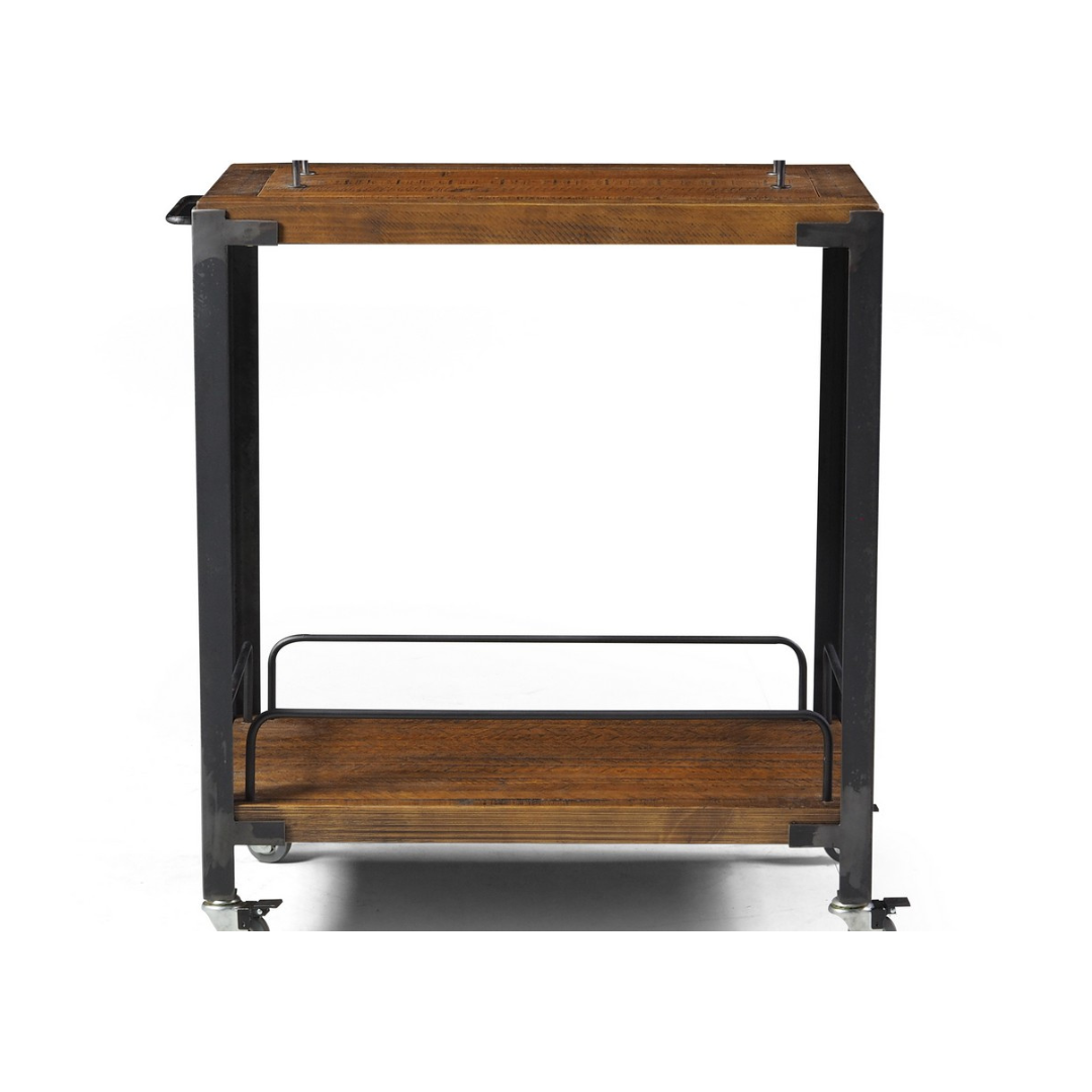 Carro de barra de metal y madera maciza Lenox