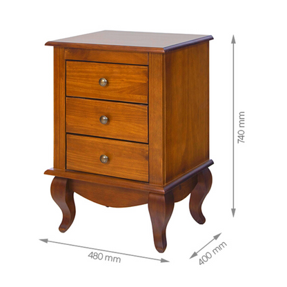 Mesa Lateral Country Clean 3 gavetas 74x48x40cm