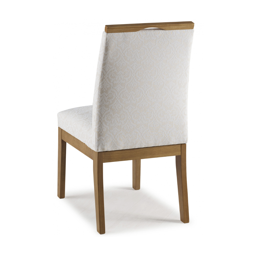 Silla de madera Trento con tapizado de lino color crema