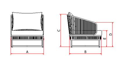 Sillón Serene Tapizado en Aluminio Negro y Cuerda Náutica Negra