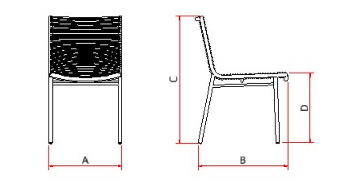 Italia Aluminum Chair Black Color Nautical Rope Black Color