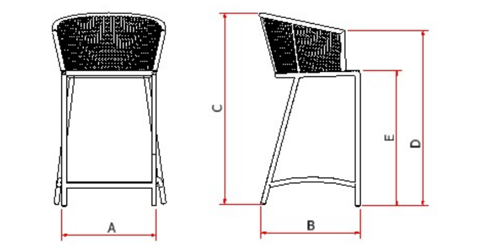 Comfort Aluminum Stool, Black Color, Nautical Rope, Moss Green Color