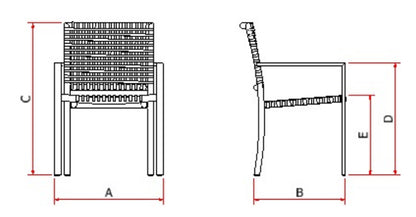 Star Chair with Aluminum Armrest in Blue Color and Nautical Rope in Black Color