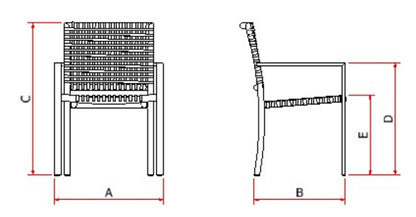 Cadeira Star com Braço em Alumínio Cor Bege Corda Náutica Cor Vinho