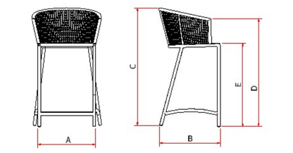Comfort Aluminum Stool Gray Color Nautical Rope Gray Color
