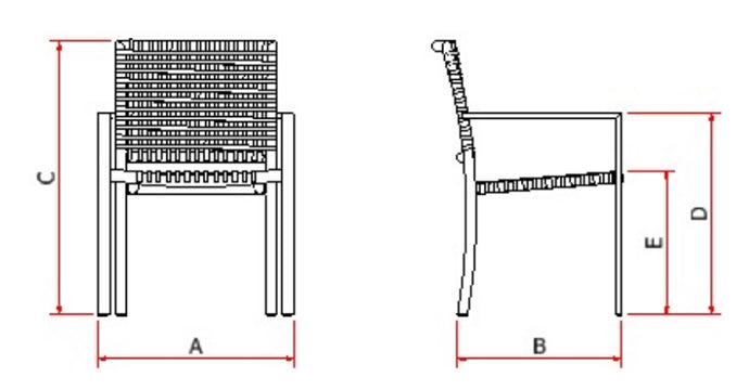 Cadeira Star com Braço em Alumínio Cor Fendi Corda Náutica Cor Cinza
